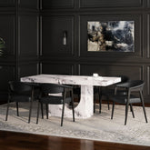 Aurelia/Bexley 7pc Dining Set - Bulgari White Table with Black Chair