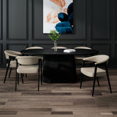 Tovas/Bexley 7pc Dining Set - Black Oval Table with Mushroom Chair