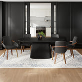 Tovas/Caspian 7pc Dining Set - Black Oval Table with Black Chair