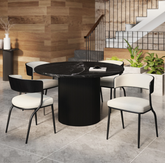 Jilsa/Kazan 5pc Dining Set - Black Table with Black & Aged Gold Chair