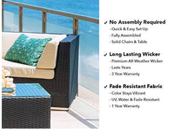 Ohana 7-Piece Outdoor Patio Furniture Sectional Conversation Set, Black Wicker with Gray Cushions - No Assembly with Free Patio Cover