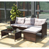 3 Pcs Rattan Wicker Deck Couch Outdoor Patio Sofa Set Garden Furniture HW58535
