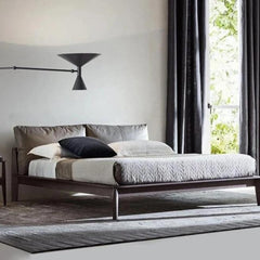 Nordic Solid Wood two-person queen bed, 1.5-meter, simple, 1.8-meter master bedroom, genuine leather bed