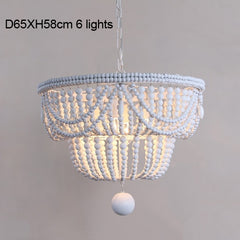 Large/White/wood chandelier beaded light modern/nordic/kitchen/french chandelier lighting in hallway/living room/foyer 8 lights