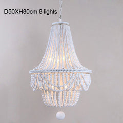 Large/White/wood chandelier beaded light modern/nordic/kitchen/french chandelier lighting in hallway/living room/foyer 8 lights