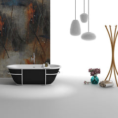 Solid Surface Resin Freestanding Bathtub Ovale Shape WIth Stainless Steel Bracks