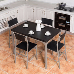 Giantex 5 Piece Dining Set Table & 4 Chairs Wood Metal Kitchen Breakfast Furniture Black Living Room Set HW54323