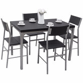 Giantex 5 Piece Dining Set Table & 4 Chairs Wood Metal Kitchen Breakfast Furniture Black Living Room Set HW54323