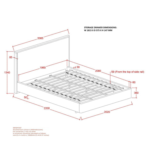 Andover 78" King Platform Bed with Drawer