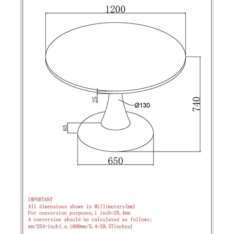 Zilo 48" Round Dining Table