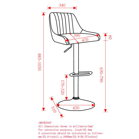 Kron Adjustable Height Air-Lift Swivel Stool, set of 2,