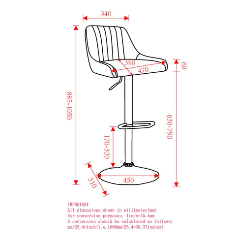 Kron Adjustable Height Air-Lift Swivel Stool, set of 2,