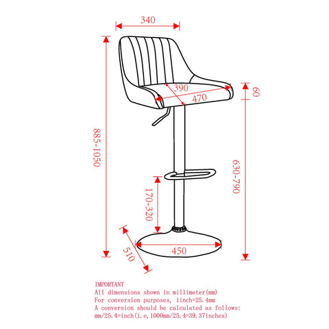 Kron Adjustable Height Air-Lift Swivel Stool, set of 2,
