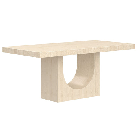 Aurelia/Koda 7pc Dining Set - Travertine Table with Beige PU Chair