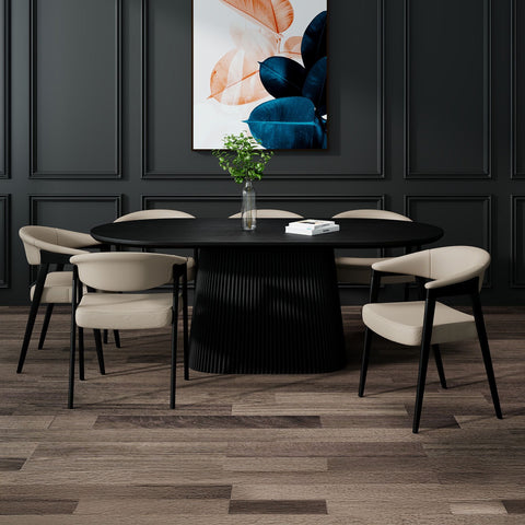 Tovas/Bexley 7pc Dining Set - Black Oval Table with Mushroom Chair