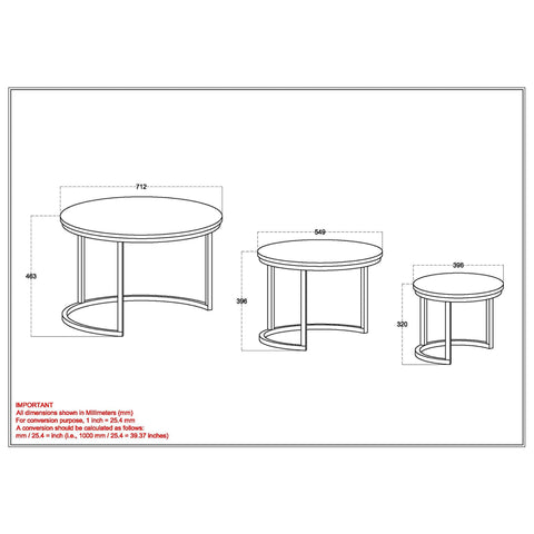 Darsh 3pc Coffee Table Set