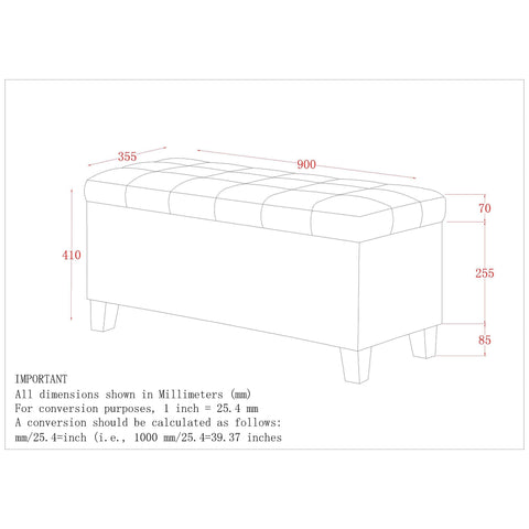 Lila Rectangular Storage Ottoman Bench