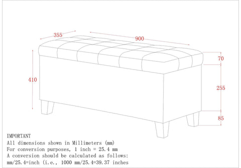 Lila Rectangular Storage Ottoman Bench
