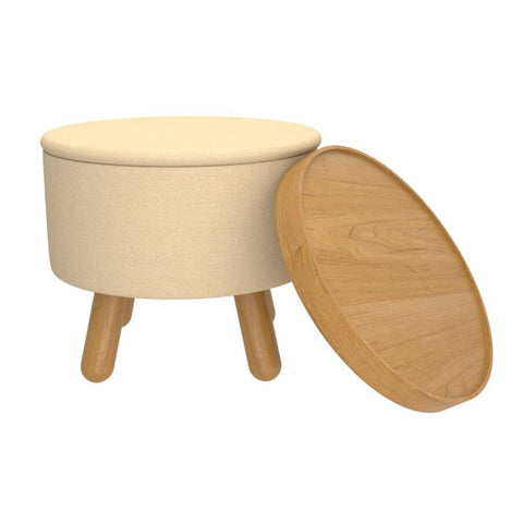 Betsy Round Storage Ottoman with Tray
