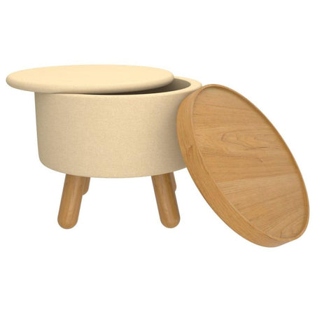 Betsy Round Storage Ottoman with Tray