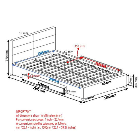 Emilio 60" Queen Platform Bed w/Drawer