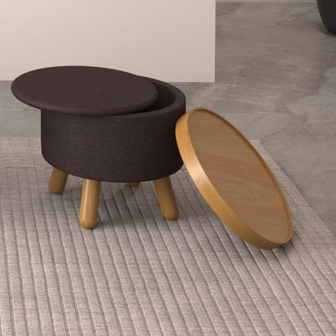 Betsy Round Storage Ottoman with Tray
