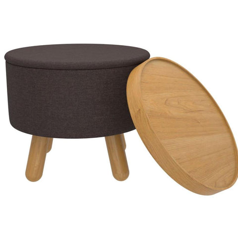 Betsy Round Storage Ottoman with Tray