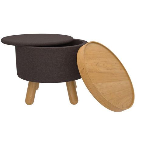 Betsy Round Storage Ottoman with Tray