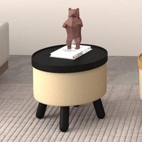 Betsy Round Storage Ottoman with Tray