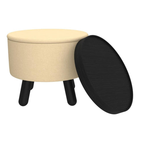 Betsy Round Storage Ottoman with Tray
