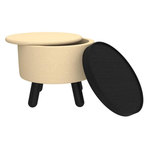 Betsy Round Storage Ottoman with Tray