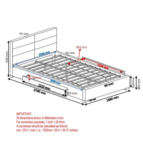 Emilio 60" Queen Platform Bed w/Drawer