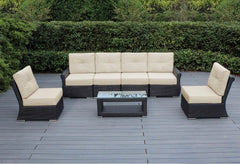 Ohana Luxury Outdoor Patio Furniture Collection 7 pc Tall Back Set with Sunbrella Cover (Sunbrella Beige) with Free Patio Cover