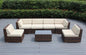 Ohana 7-Piece Outdoor Patio Furniture Sectional Conversation Set, Mixed Brown Wicker with Beige Cushions - No Assembly with Free Patio Cover