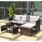3 Pcs Rattan Wicker Deck Couch Outdoor Patio Sofa Set  Garden Furniture HW58535