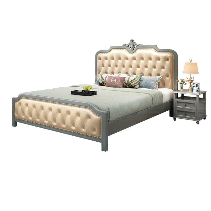 Solid wood bed American Country Oak Leather soft 1.8m Master Bed