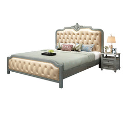 Solid wood bed American Country Oak Leather soft 1.8m Master Bed