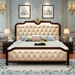 Solid wood bed American Country Oak Leather soft 1.8m Master Bed