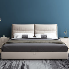 Modern minimalist leather bed small apartment master bed