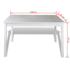 White Wooden Table with 4 Wooden Chairs Furniture Set