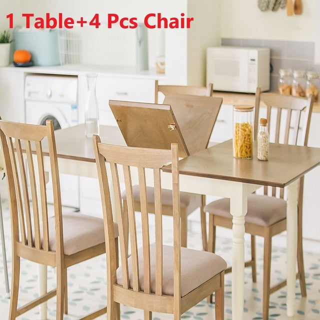 Furgle Christmas Wood Dining Table Set of 5Pcs Dining Chair