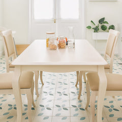 Furgle Set of 5Pcs Christmas Wood Nature Tabel&Chair Dinning Table and Chair Set with Fabric Seat Rubber Wood Kitchen Furniture