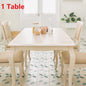 Furgle Set of 5Pcs Christmas Wood Nature Tabel&Chair Dinning Table and Chair Set with Fabric Seat Rubber Wood Kitchen Furniture