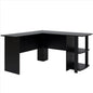 High Quality FCH L-Shaped Wood Right-angle Computer Desk with Two-layer Bookshelves Black Computer Desk
