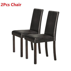 Furgle 5Pcs Dinning Table/Chair Set with Oak Wood Dining Room Table and Set of 4 Leather Dining Chairs Brown for Home Furniture