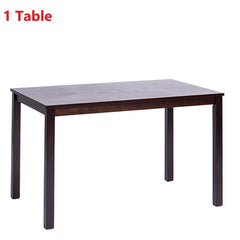 Furgle 5Pcs Dinning Table/Chair Set with Oak Wood Dining Room Table and Set of 4 Leather Dining Chairs Brown for Home Furniture