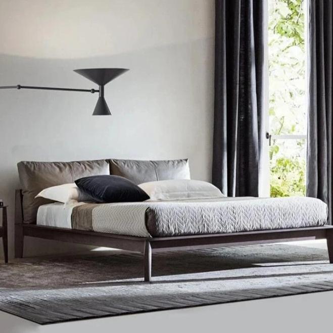 Nordic Solid Wood two-person queen bed, 1.5-meter, simple, 1.8-meter master bedroom, genuine leather bed