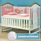 Larger Size Wood Baby Crib, can Convert to Elder Kids Bed, 124*68*105cm, Multifunctional Newborn Cot can Joint With Adult Bed