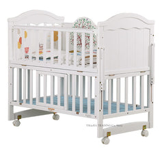 Multifunctional Wood Infant Crib, can Combine With Adult Bed, 106*64*98cm, can Extend to 150cm Length, White Baby Crib