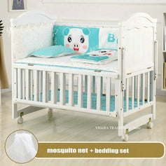 Multifunctional Wood Infant Crib, can Combine With Adult Bed, 106*64*98cm, can Extend to 150cm Length, White Baby Crib